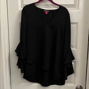Vince Camuto Black Layered Sleeve Blouse